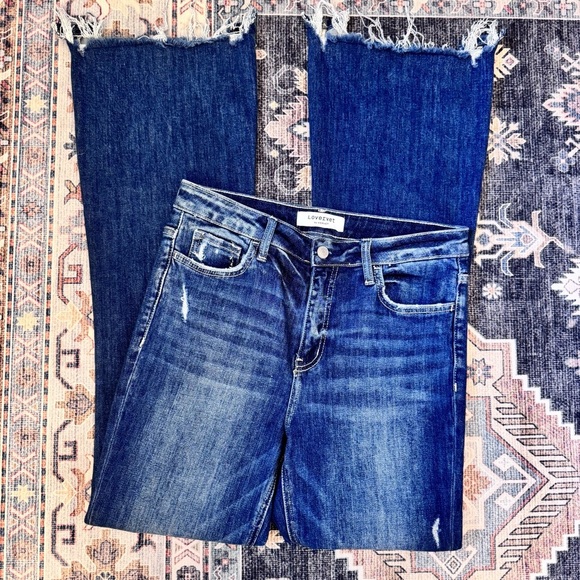 NWT Lovervet by Vervet High Rise Flare Jeans Distressed Raw Hem Size 28/7 - Picture 7 of 13
